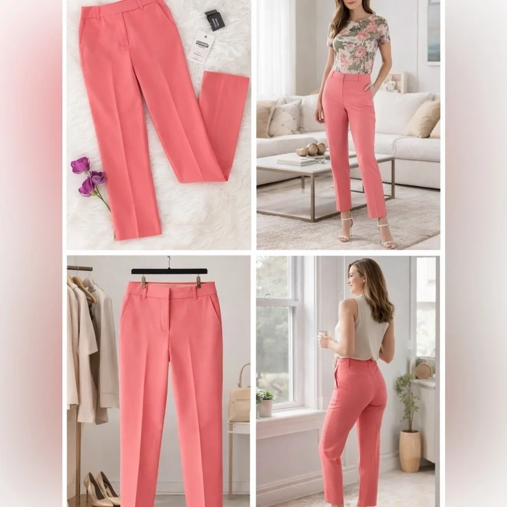 DKNY Coral Mid Rise Straight Leg Ankle Cropped Pants Size 2 NWT Career Work